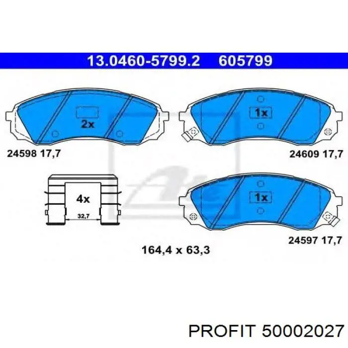 Передние тормозные колодки 50002027 Profit