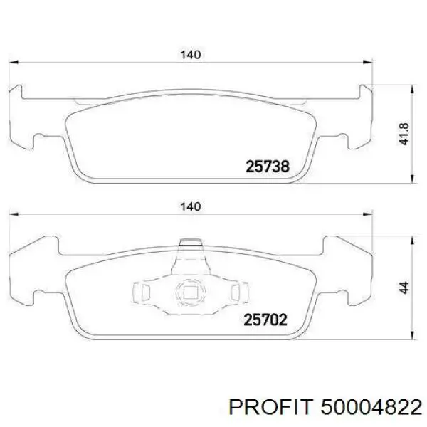 Передние тормозные колодки 50004822 Profit