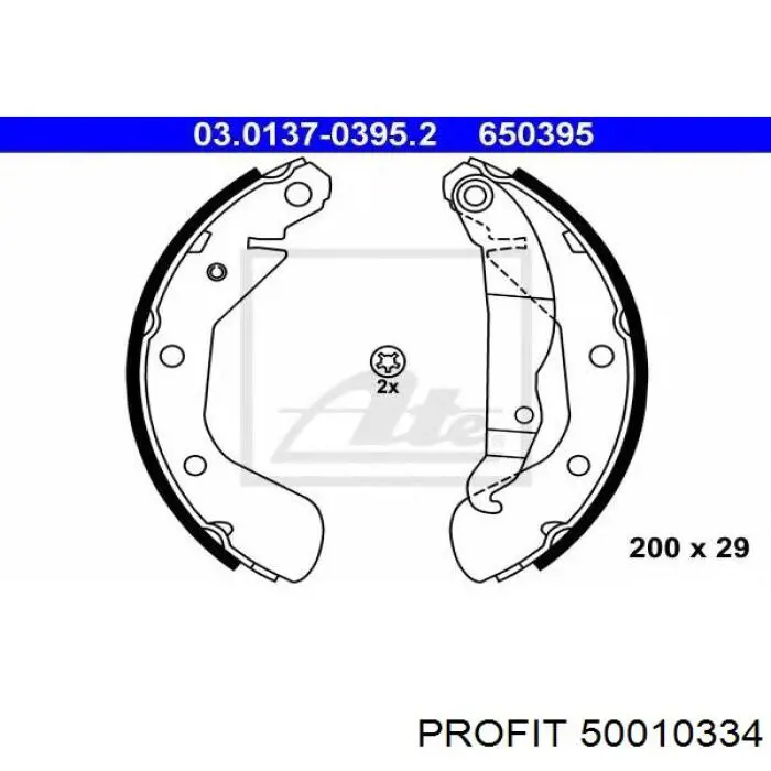Задние барабанные колодки 50010334 Profit