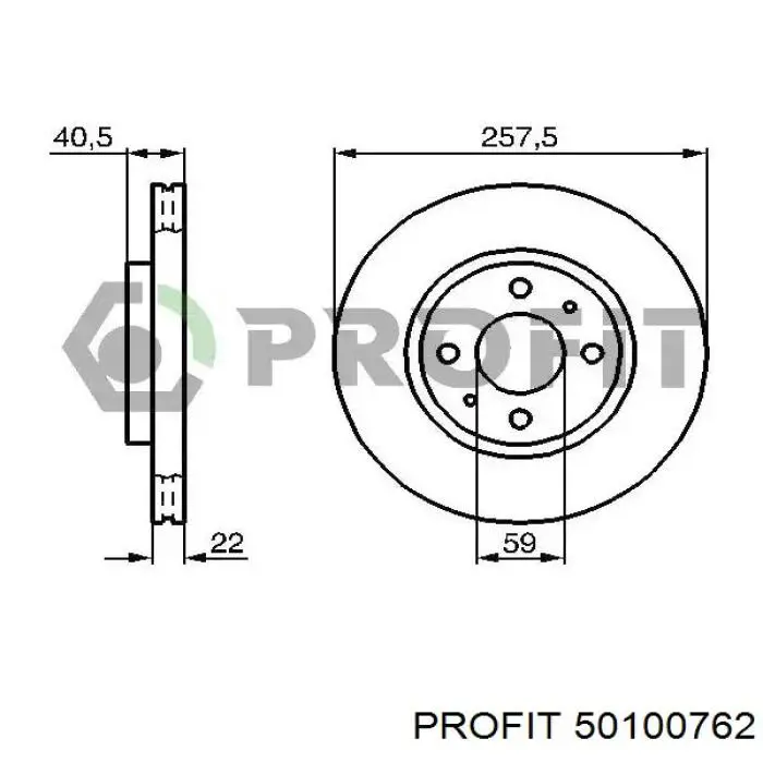 Передние тормозные диски 50100762 Profit