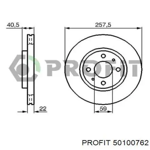 Disco de freno delantero 50100762 Profit