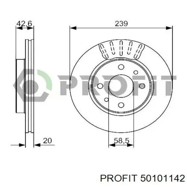 5010-1142 Profit диск тормозной передний