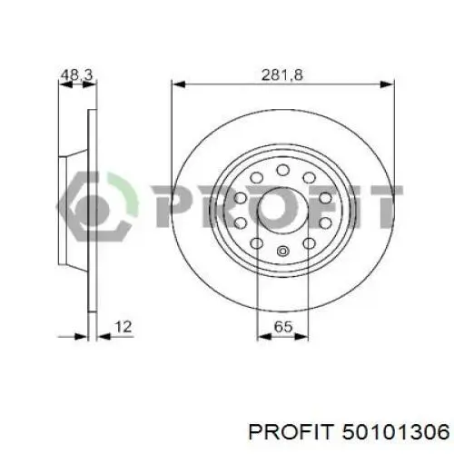 Disco de freno trasero 50101306 Profit