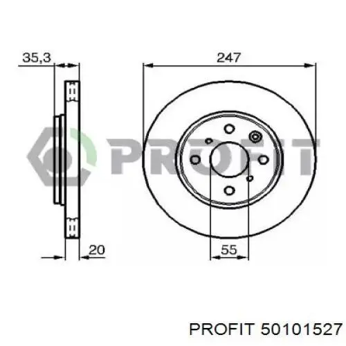 5010-1527 Profit передние тормозные диски