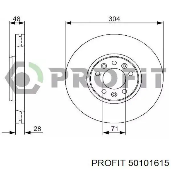 Передние тормозные диски 50101615 Profit