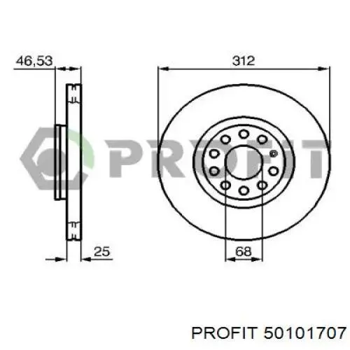 5010-1707 Profit disco do freio dianteiro