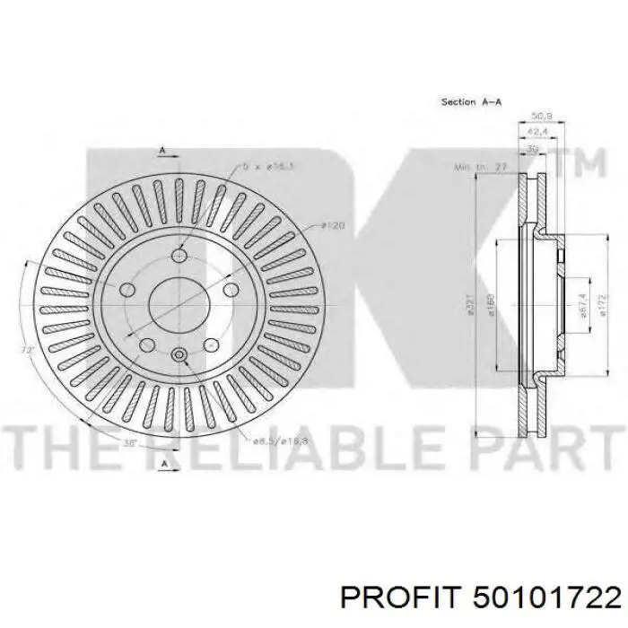 Передние тормозные диски 50101722 Profit