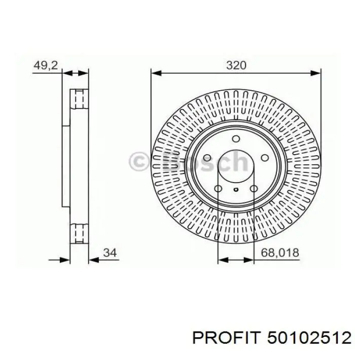 Передние тормозные диски 50102512 Profit