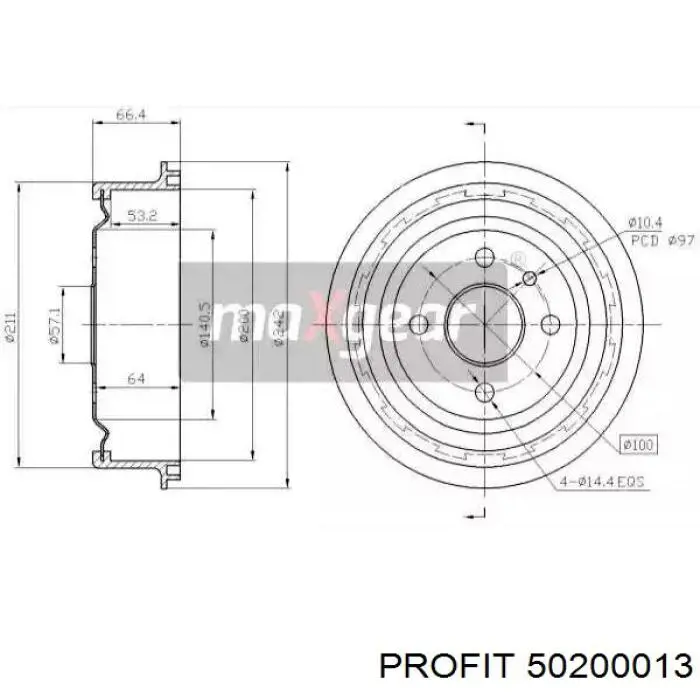 Барабан гальмівний задній 50200013 Profit