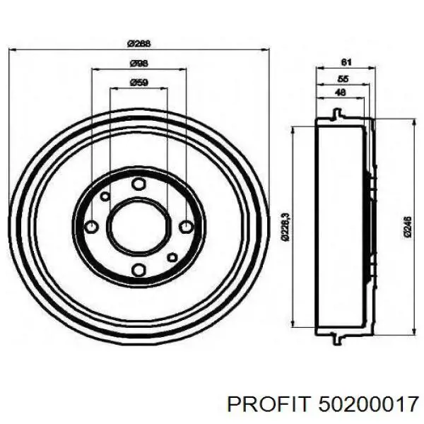 Барабан гальмівний задній 50200017 Profit
