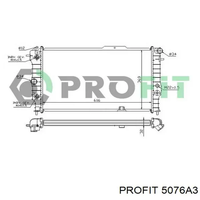 Радиатор 52A286AV AVA