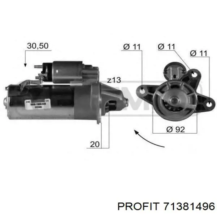 Relê retrator do motor de arranco 71381496 Profit