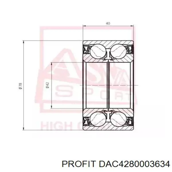 Ступичный подшипник передний Profit DAC4280003634