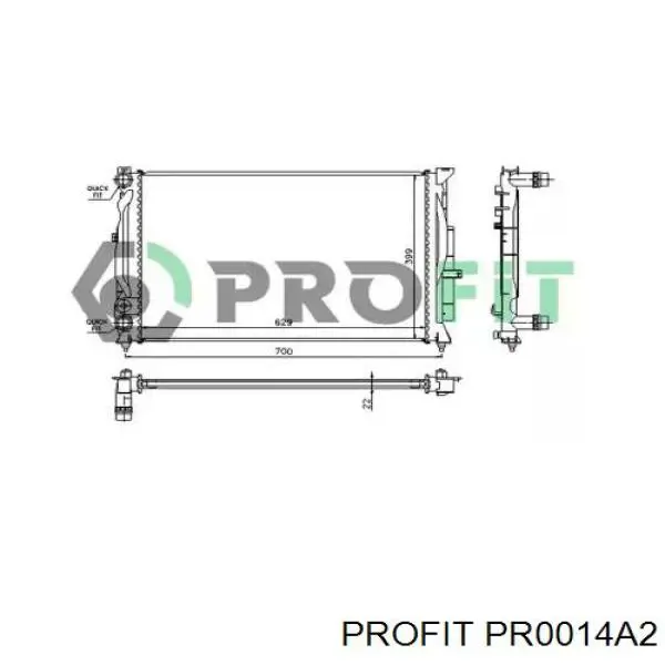 Радиатор охлаждения двигателя Profit PR0014A2 цена, от 47.62 USD