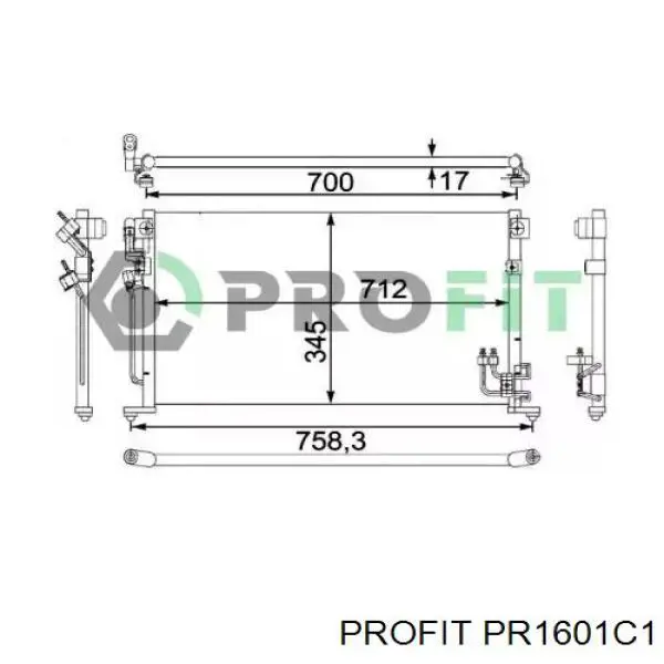 Радиатор кондиционера PR1601C1 Profit