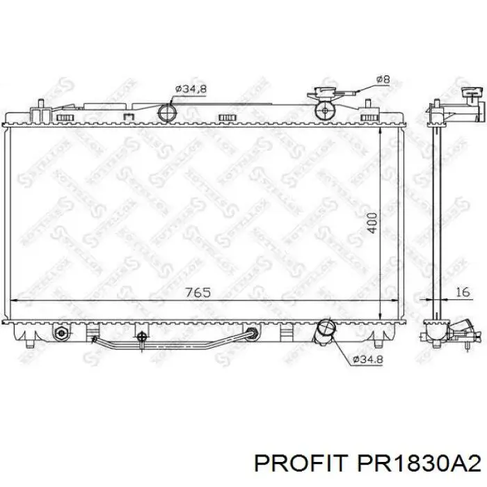 Радиатор охлаждения двигателя Profit PR1830A2 цена, от 75.20 USD