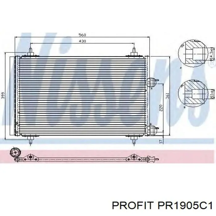 PR1905C1 Profit радиатор кондиционера