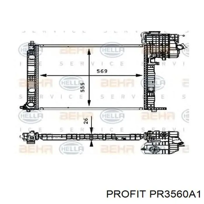 Радиатор охлаждения двигателя Profit PR3560A1 цена, от 190.47 USD