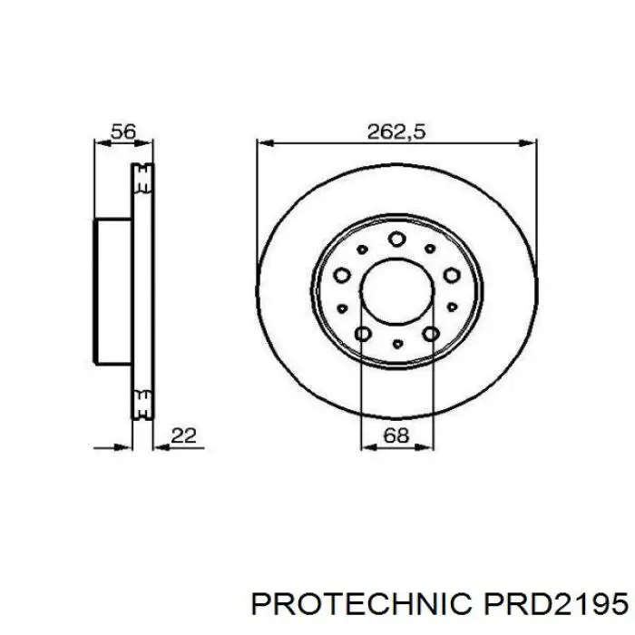 Передние тормозные диски PRD2195 Protechnic