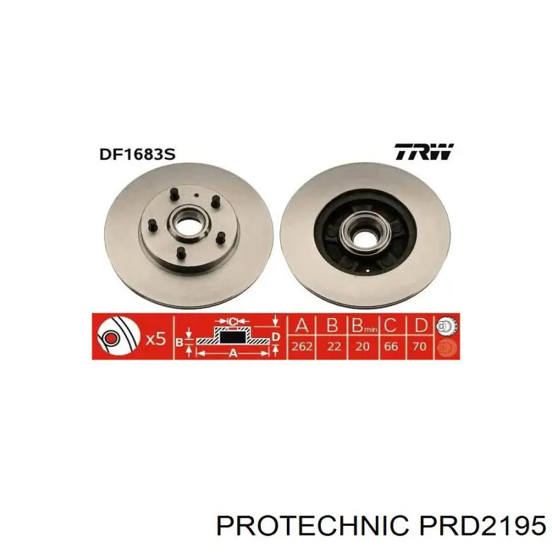 Тормоз дисковый передний Protechnic PRD2195 цена, от 29.88 USD