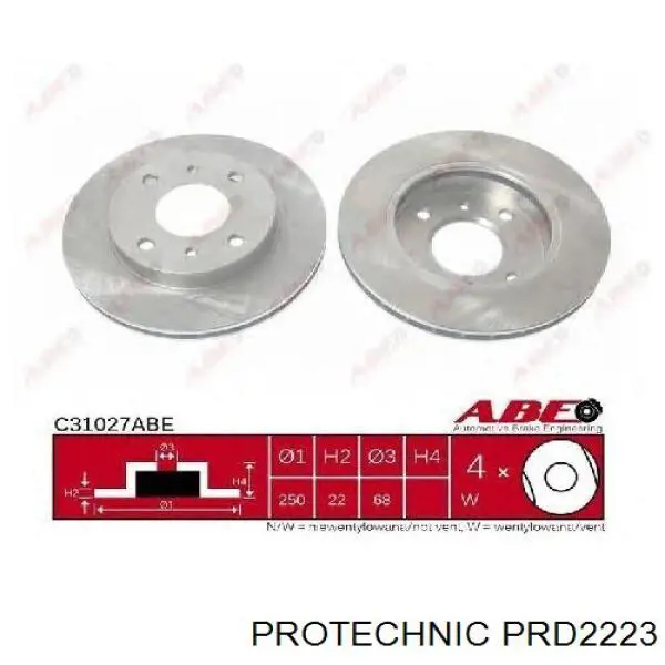 Тормоз дисковый передний Protechnic PRD2223 цена, от 26.32 USD