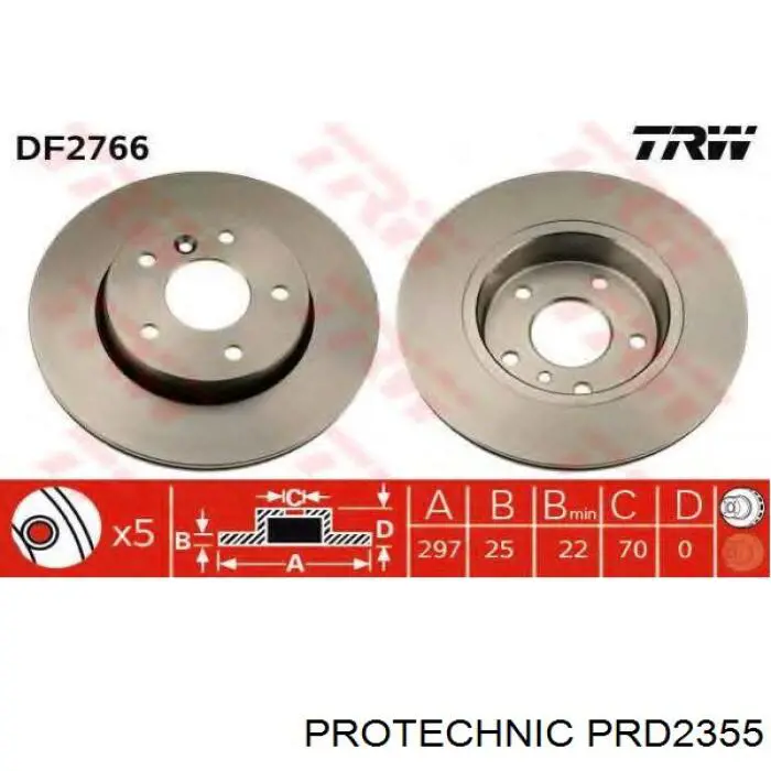 Передний тормозной диск Protechnic PRD2355