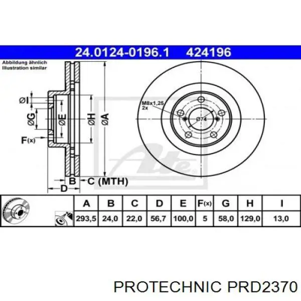 Передний тормозной диск Protechnic PRD2370