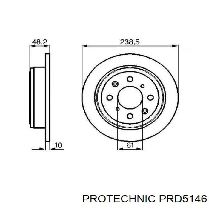 Задний тормозной диск Protechnic PRD5146 цена, от 12.18 USD