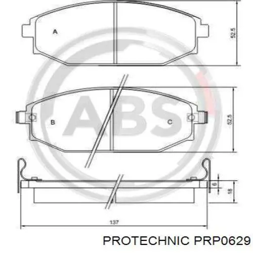 Передние тормозные колодки PRP0629 Protechnic