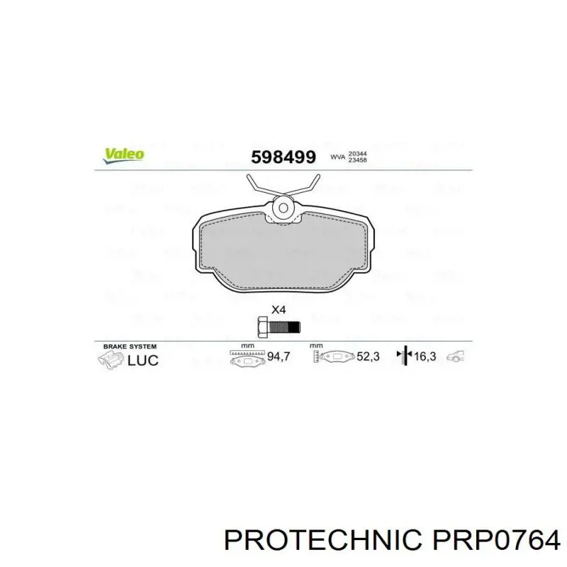 Колодки дисковые  Protechnic PRP0764 цена, от 27.72 USD