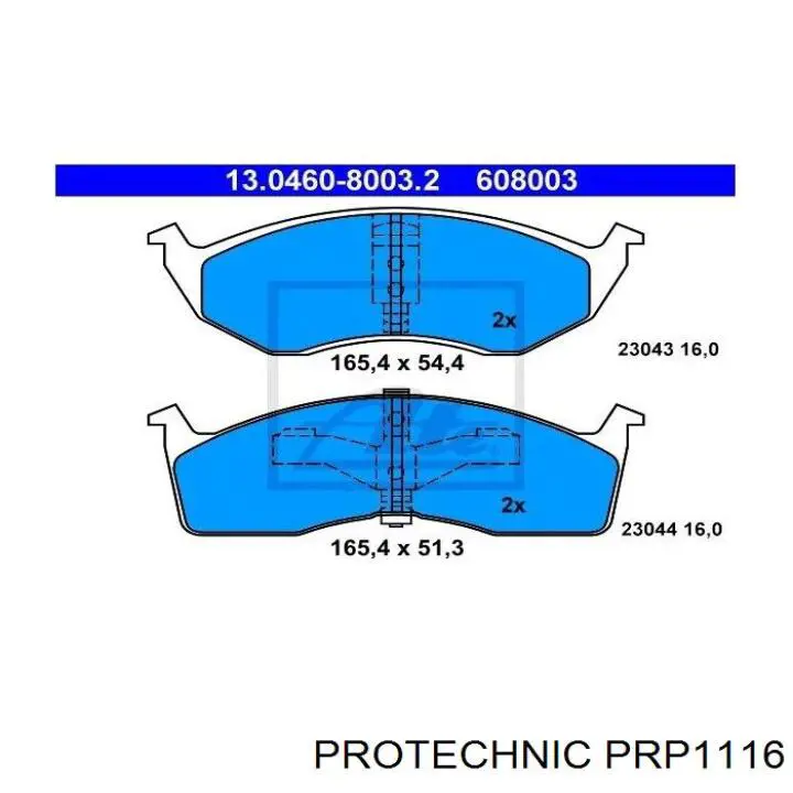 PRP1116 Protechnic колодки тормозные передние дисковые
