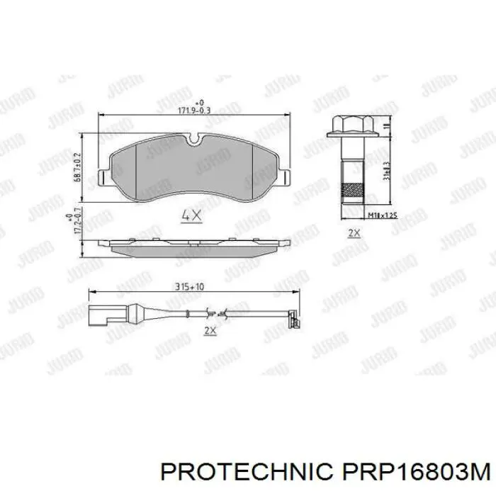 Колодки Protechnic PRP16803M цена, от 29.17 USD
