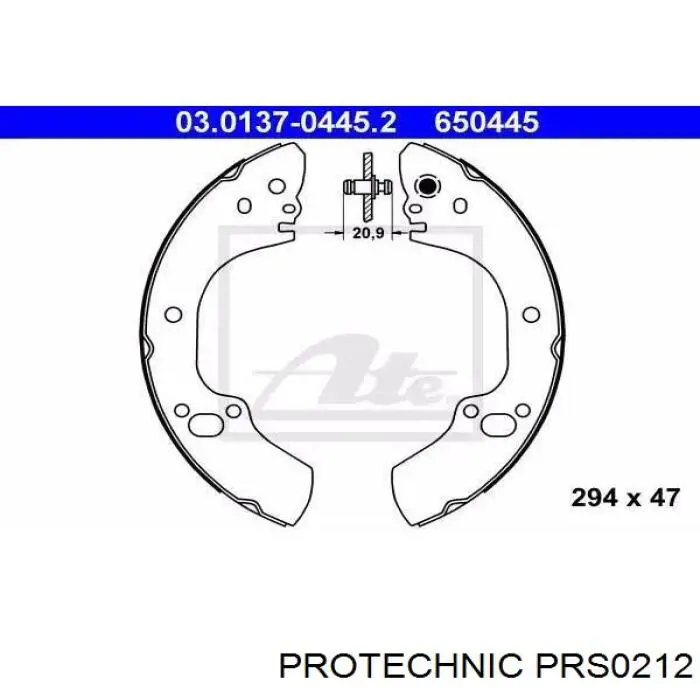 Задние барабанные колодки PRS0212 Protechnic