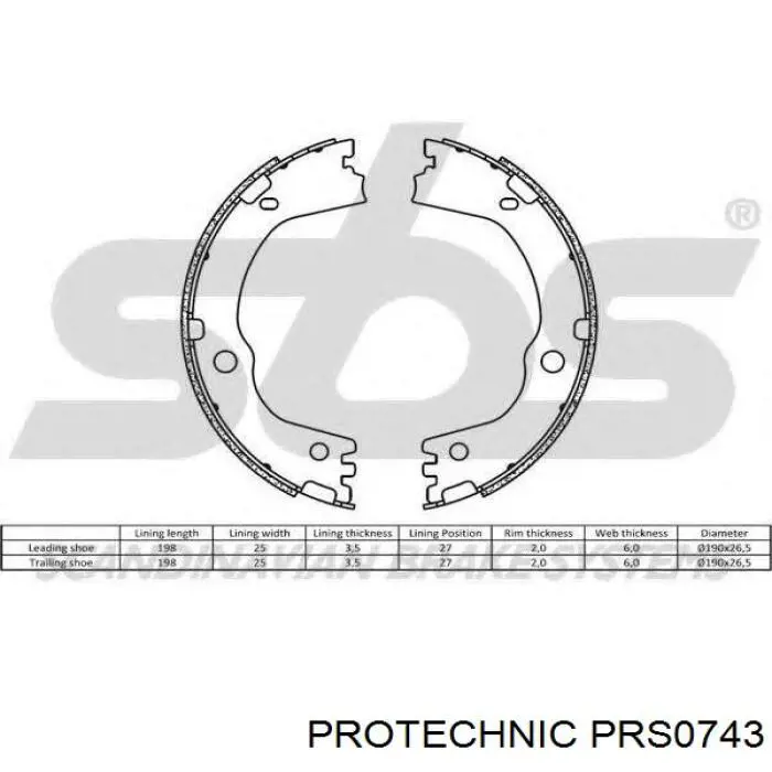 Тормозные колодки стояночного тормоза Protechnic PRS0743 цена, от 25.46 USD