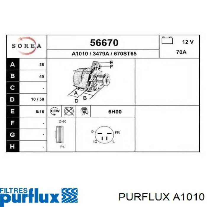 Воздушный фильтр A1010 Purflux