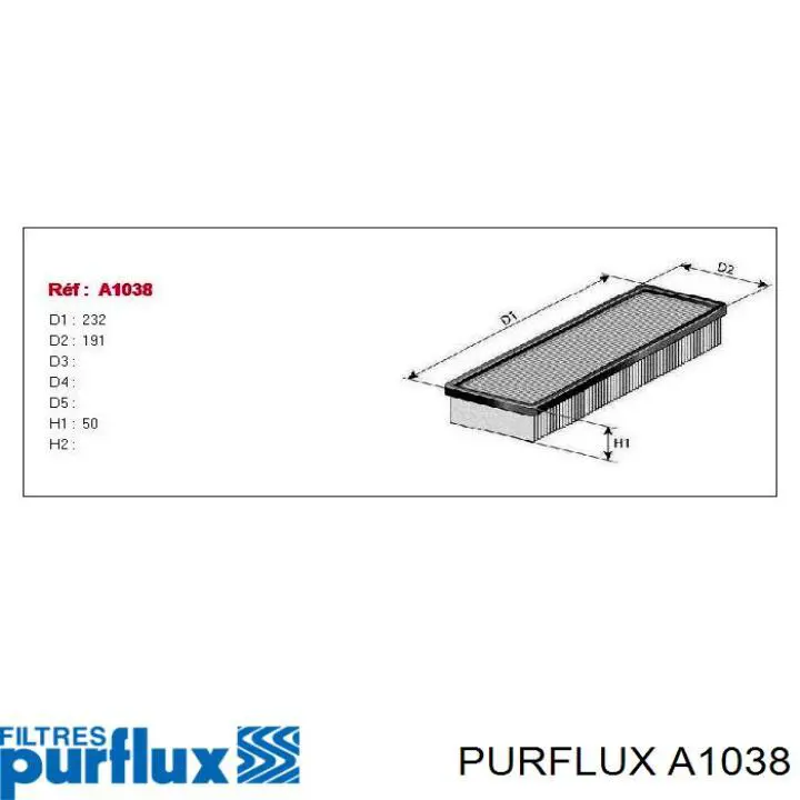 A1038 Purflux воздушный фильтр