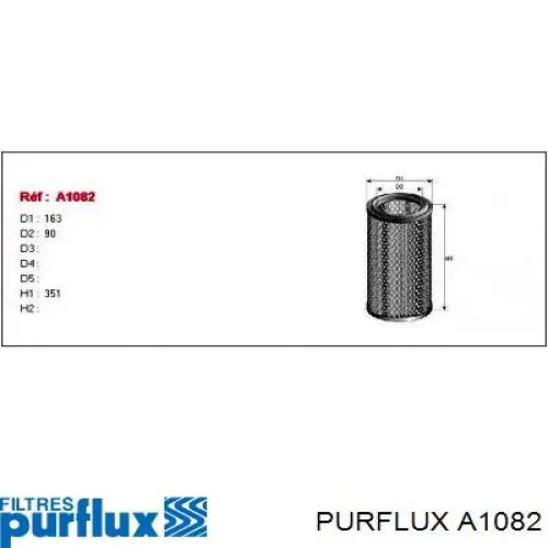 A1082 Purflux Воздушный фильтр двигателя