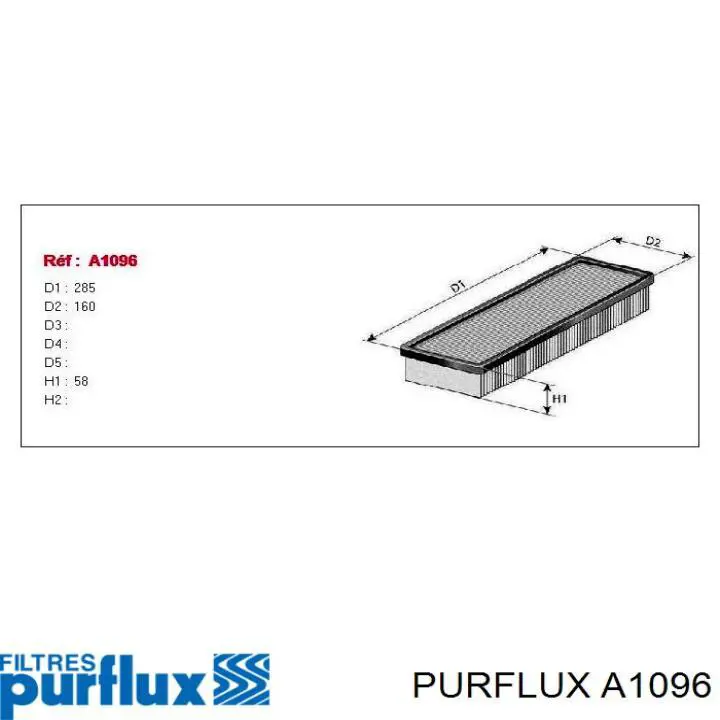 A1096 Purflux Воздушный фильтр двигателя
