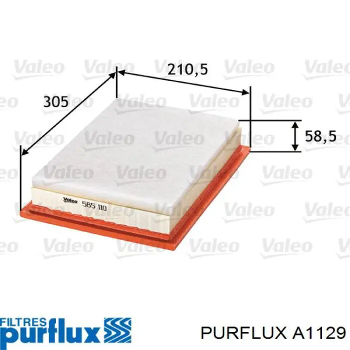 A1129 Purflux Воздушный фильтр двигателя