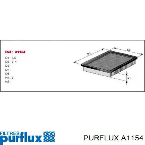 Воздушный фильтр A1154 Purflux