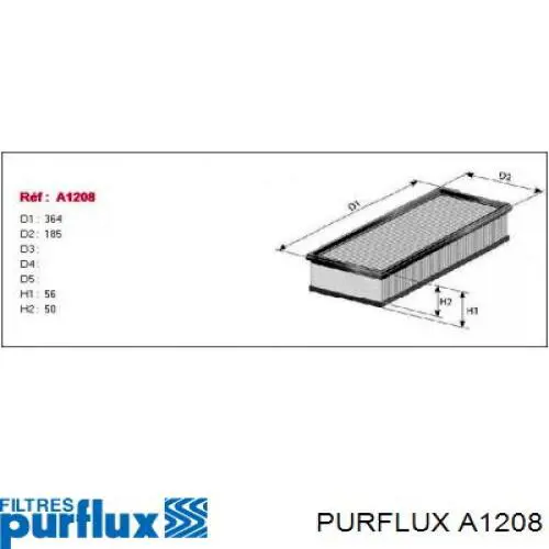 A1208 Purflux Воздушный фильтр двигателя