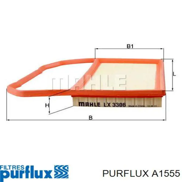 A1555 Purflux Воздушный фильтр двигателя