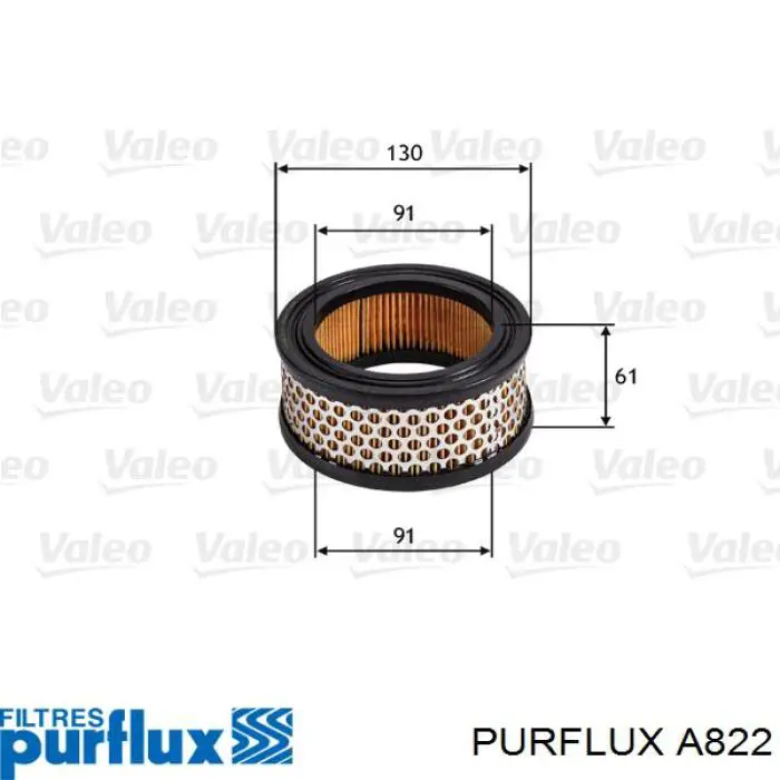 A822 Purflux Воздушный фильтр двигателя