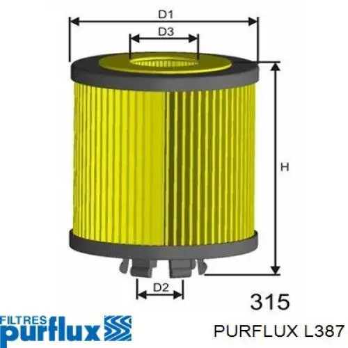 L387 Purflux Масляный фильтр двигателя