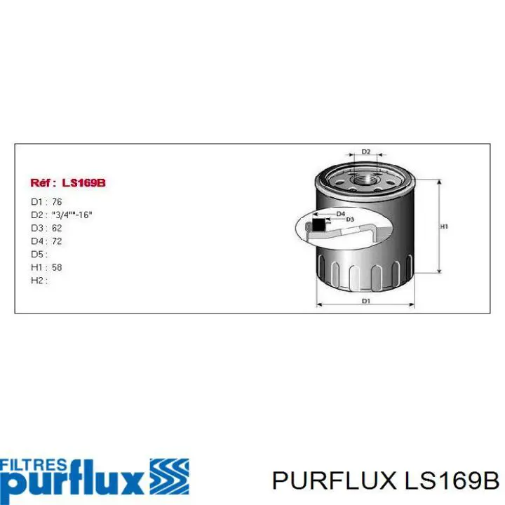 LS169B Purflux Масляный фильтр двигателя