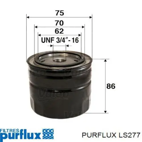 LS277 Purflux Масляный фильтр двигателя