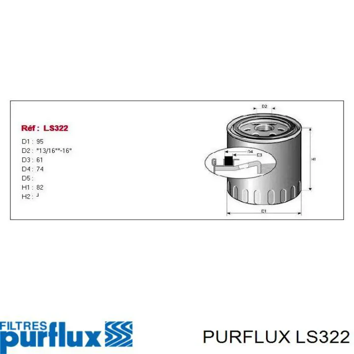 LS322 Purflux масляный фильтр