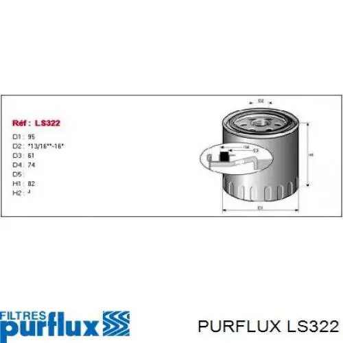 LS322 Purflux Масляный фильтр двигателя