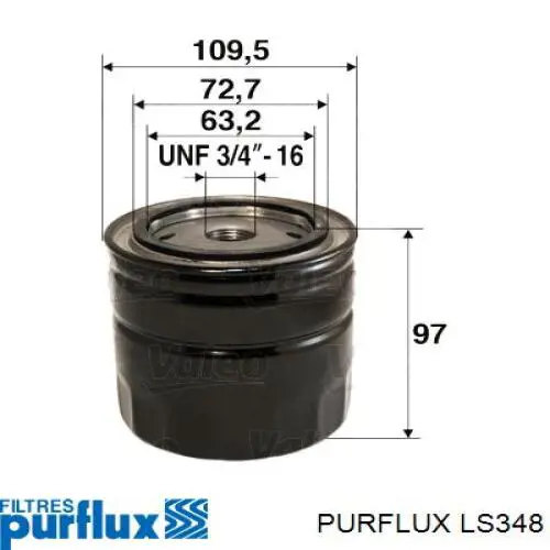 Filtro de aceite LS348 Purflux