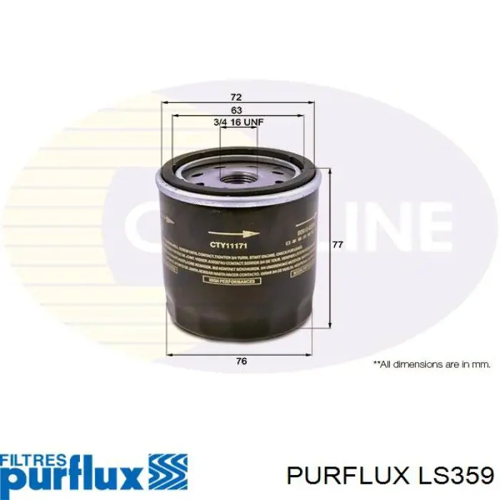 LS359 Purflux Масляный фильтр двигателя